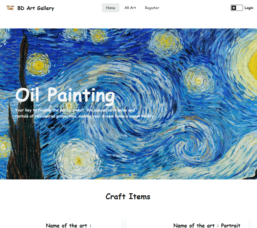 BD Art Gallery project showcase