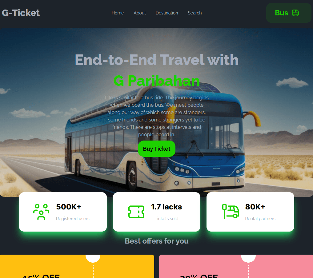 Bus Ticket Landing project showcase