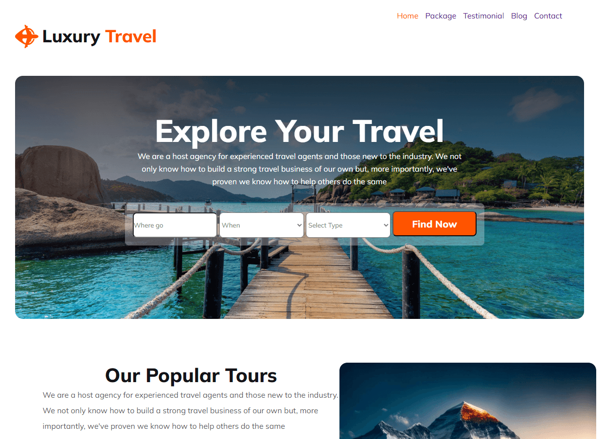 Luxury Travel project showcase