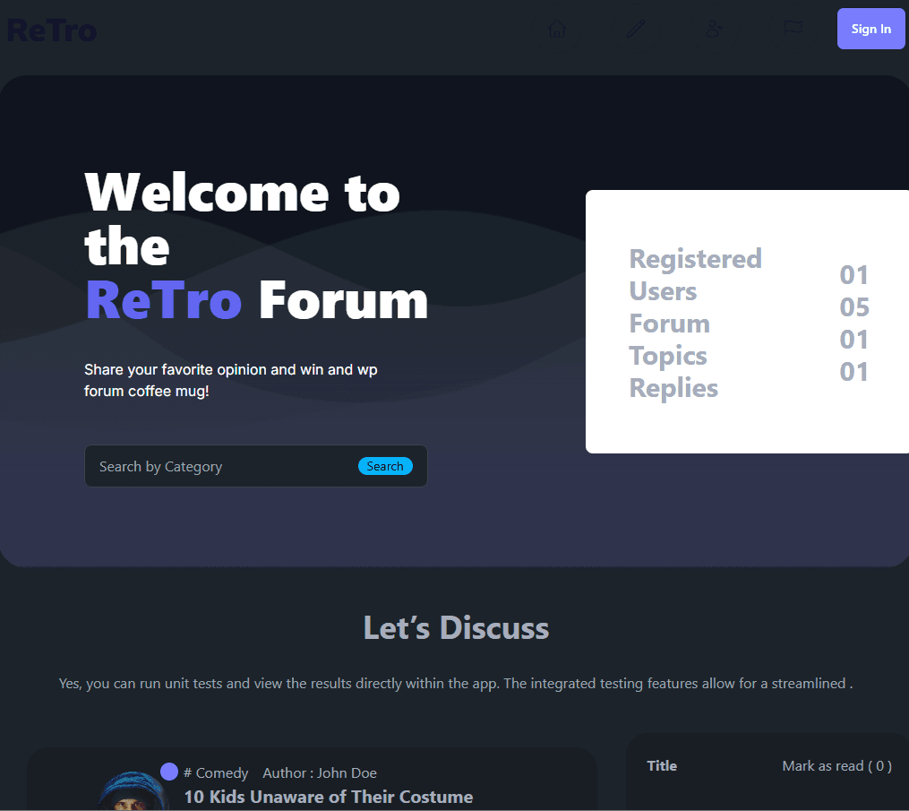 Retro Forum project showcase